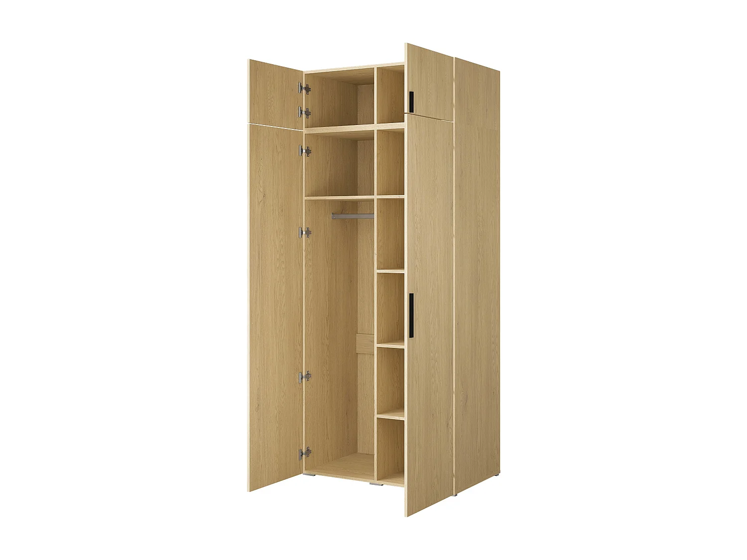 Drehtürenschrank mit Aufsatz Napoli 2D 100 Eiche Cremona (schwarzer oder goldener Griff)