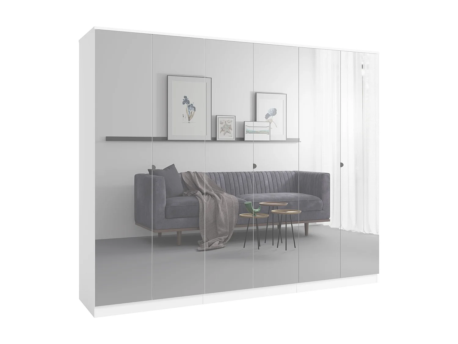 Szafa uchylna z lustrem Monza 6D 240 Biała