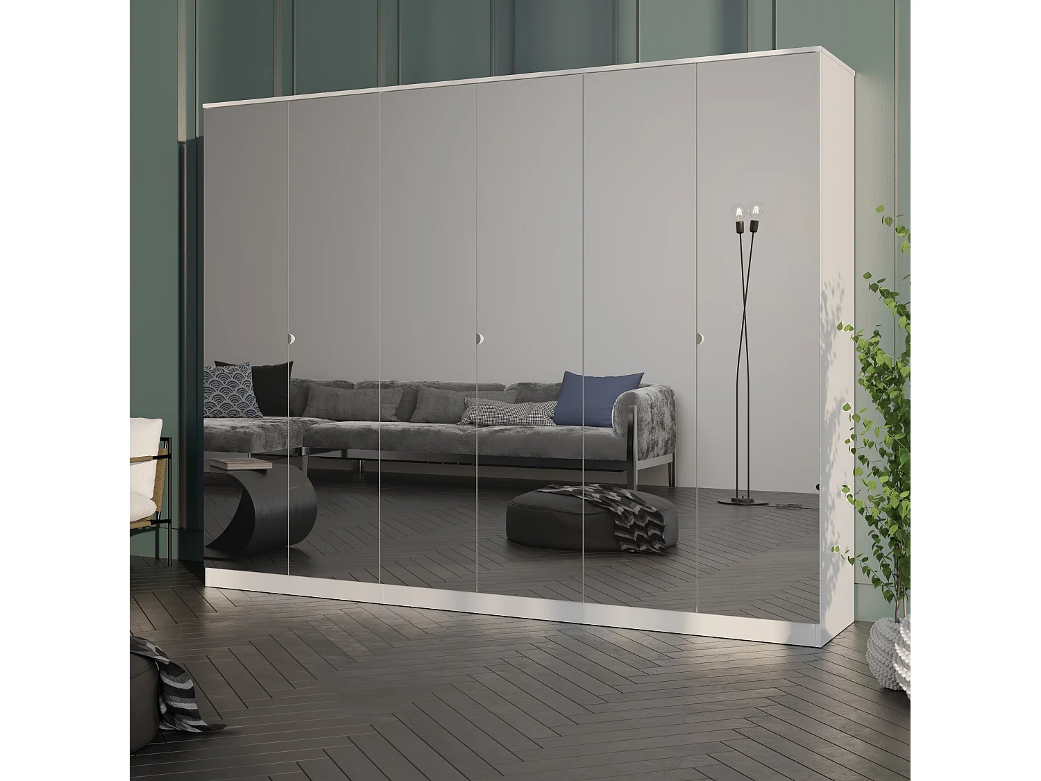 Szafa uchylna z lustrem Monza 6D 240 Biała