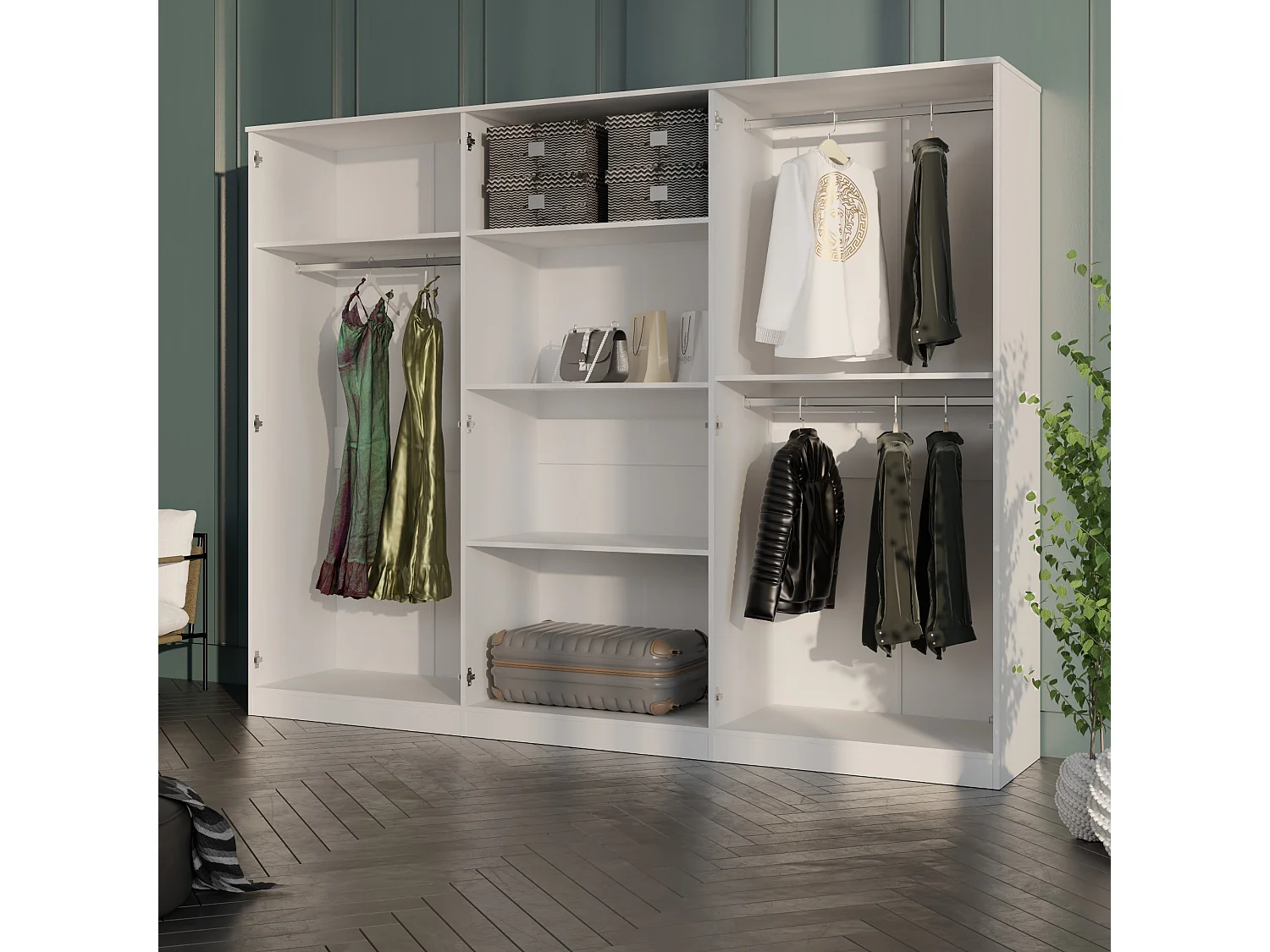 Szafa uchylna z lustrem Monza 6D 240 Biała