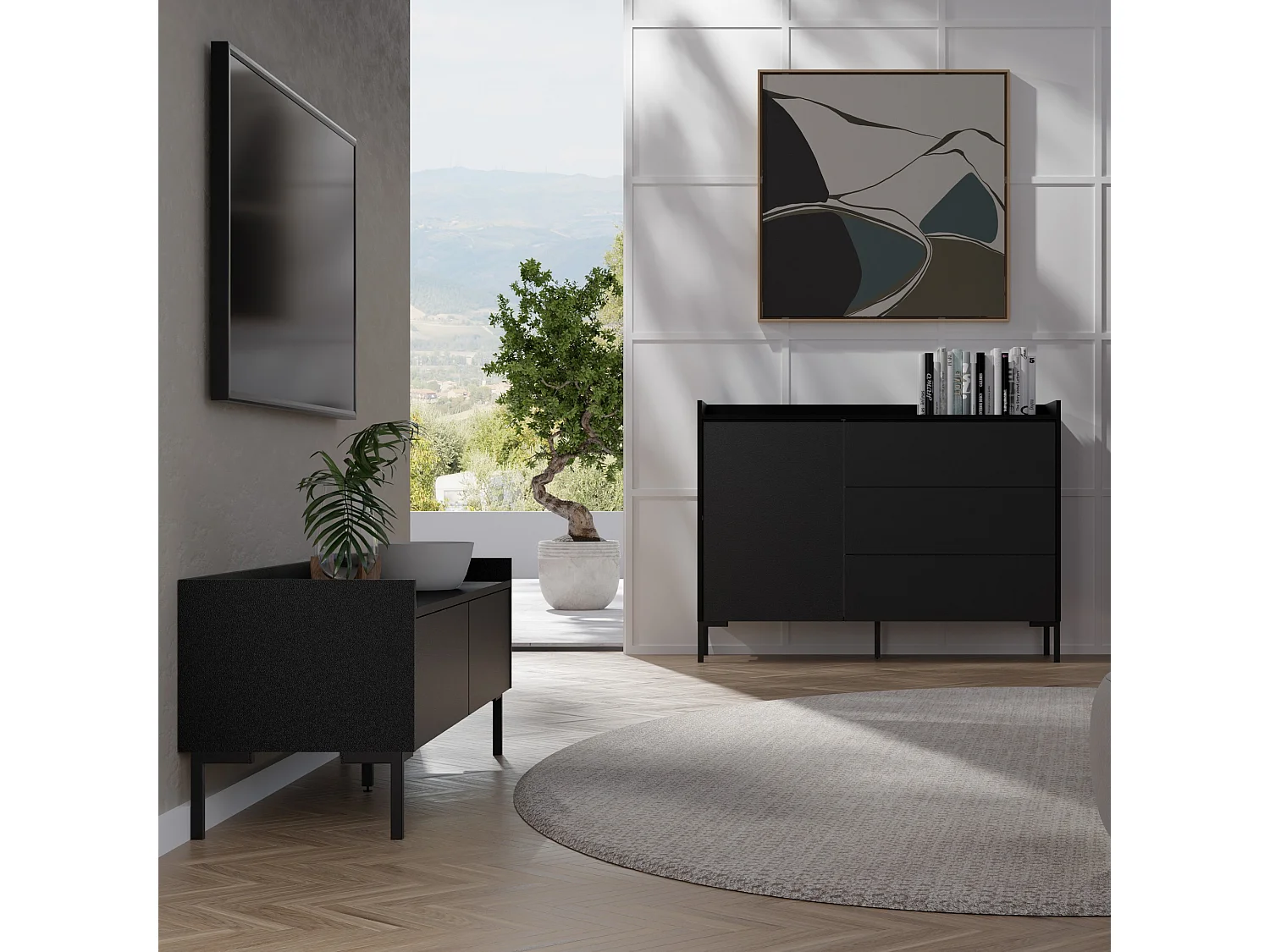 Komoda z szufladami Liam 1D3S 125 Czarna