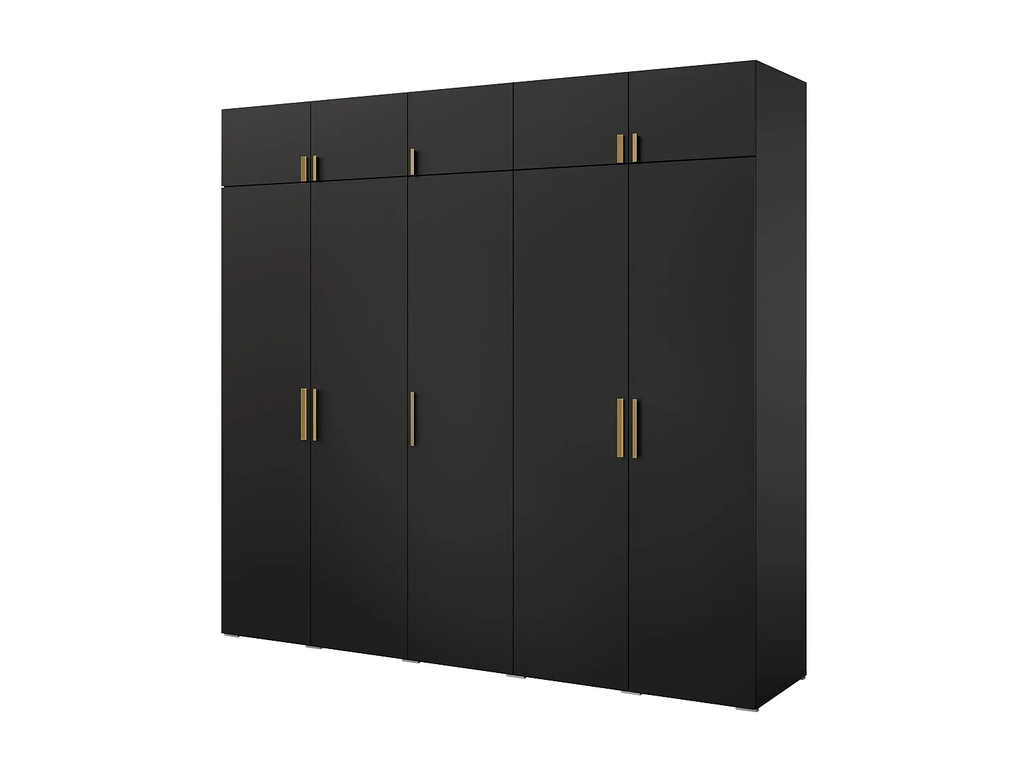 Drehtürenschrank mit Aufsatz Napoli 5D 250 Schwarz (schwarzer oder goldener Griff)