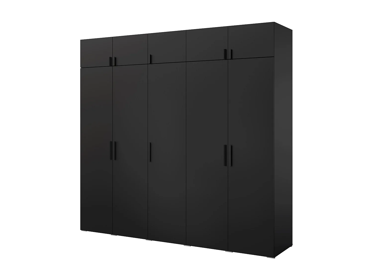 Drehtürenschrank mit Aufsatz Napoli 5D 250 Schwarz (schwarzer oder goldener Griff)