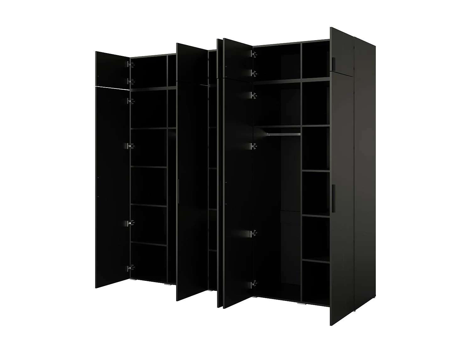 Drehtürenschrank mit Aufsatz Napoli 5D 250 Schwarz (schwarzer oder goldener Griff)