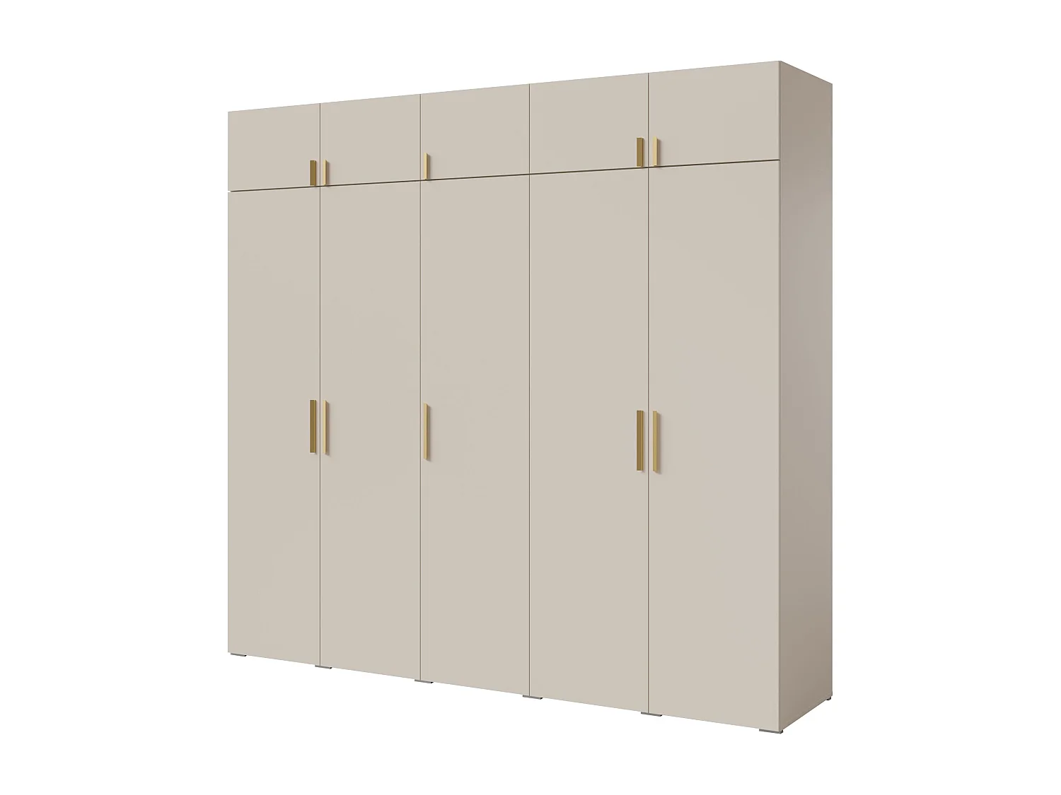 Drehtürenschrank mit Aufsatz Napoli 5D 250 Kaschmir (schwarzer oder goldener Griff)