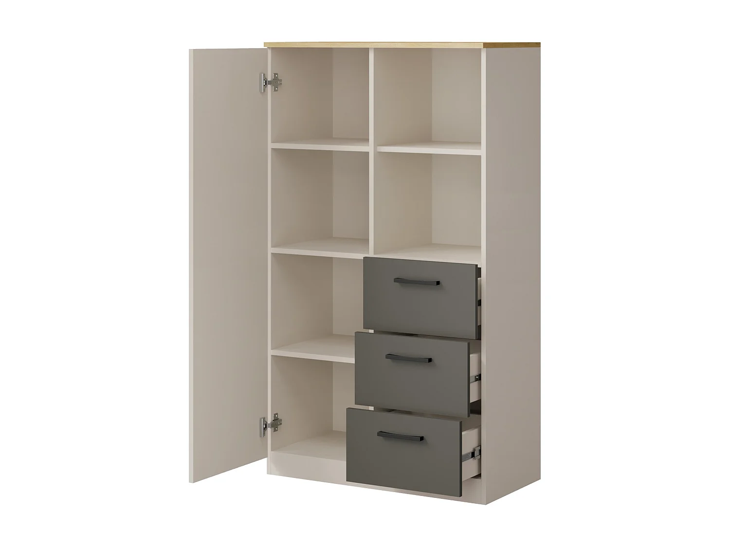 Regal mit Schubladen Billz 1D3S 80 Kaschmir/Eiche Cremona