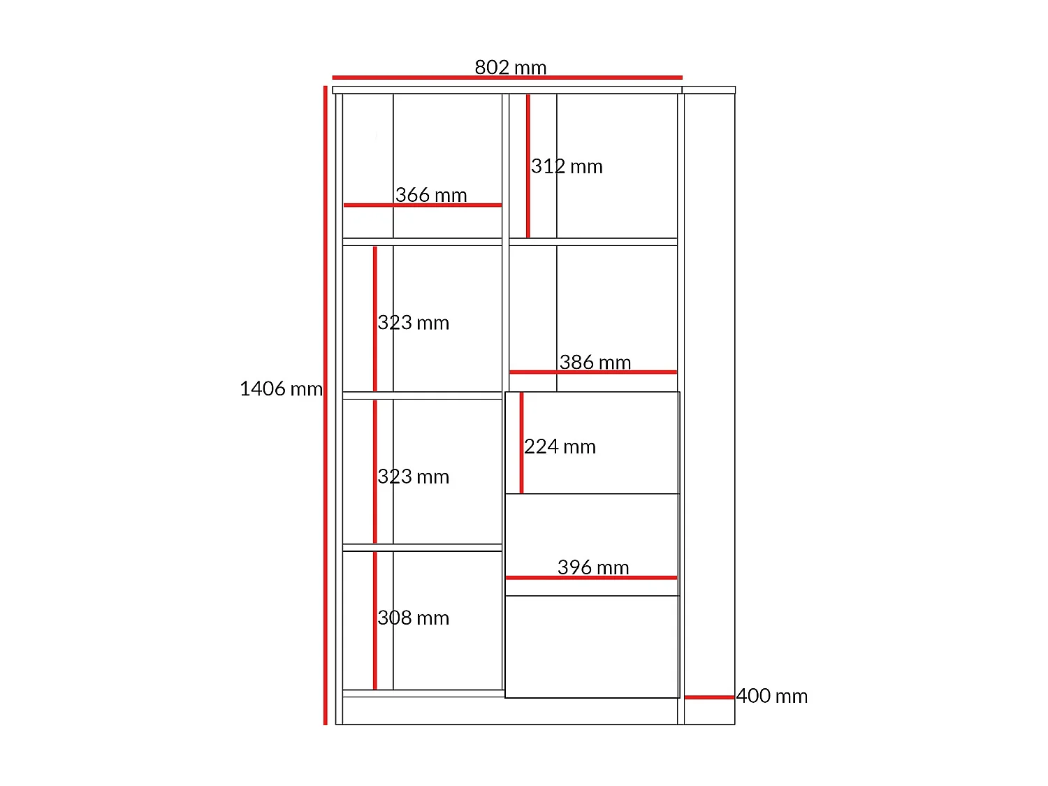 Regal mit Schubladen Billz 1D3S 80 Kaschmir/Eiche Cremona