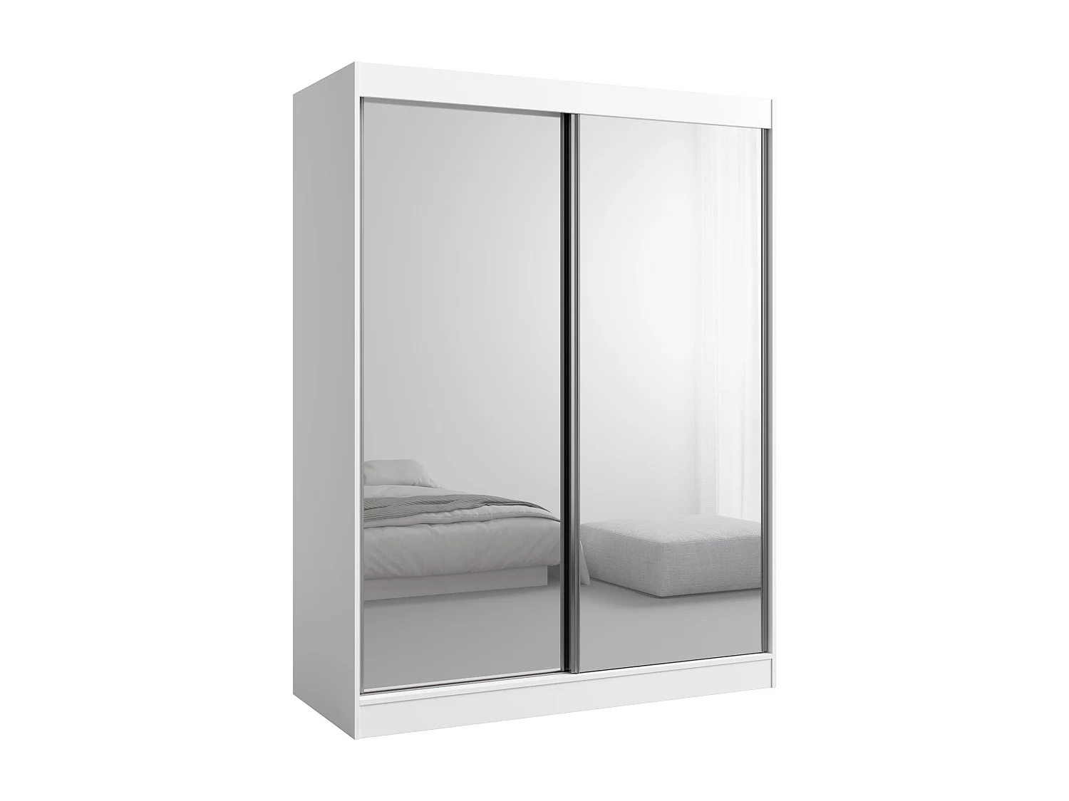 Schiebetürenchrank mit Spiegel Como 2D2L 150 Weiß