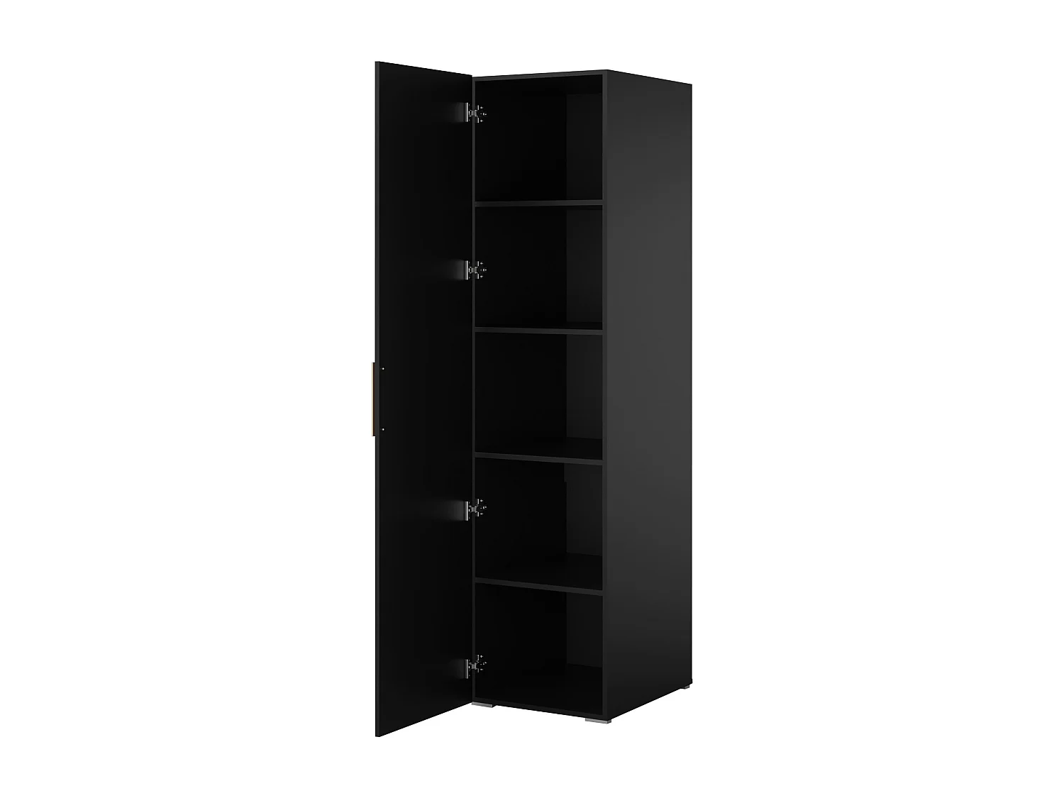 Drehtürenschrank mit Einlegeböden Napoli 1D 50 Schwarz (schwarzer oder goldener Griff)