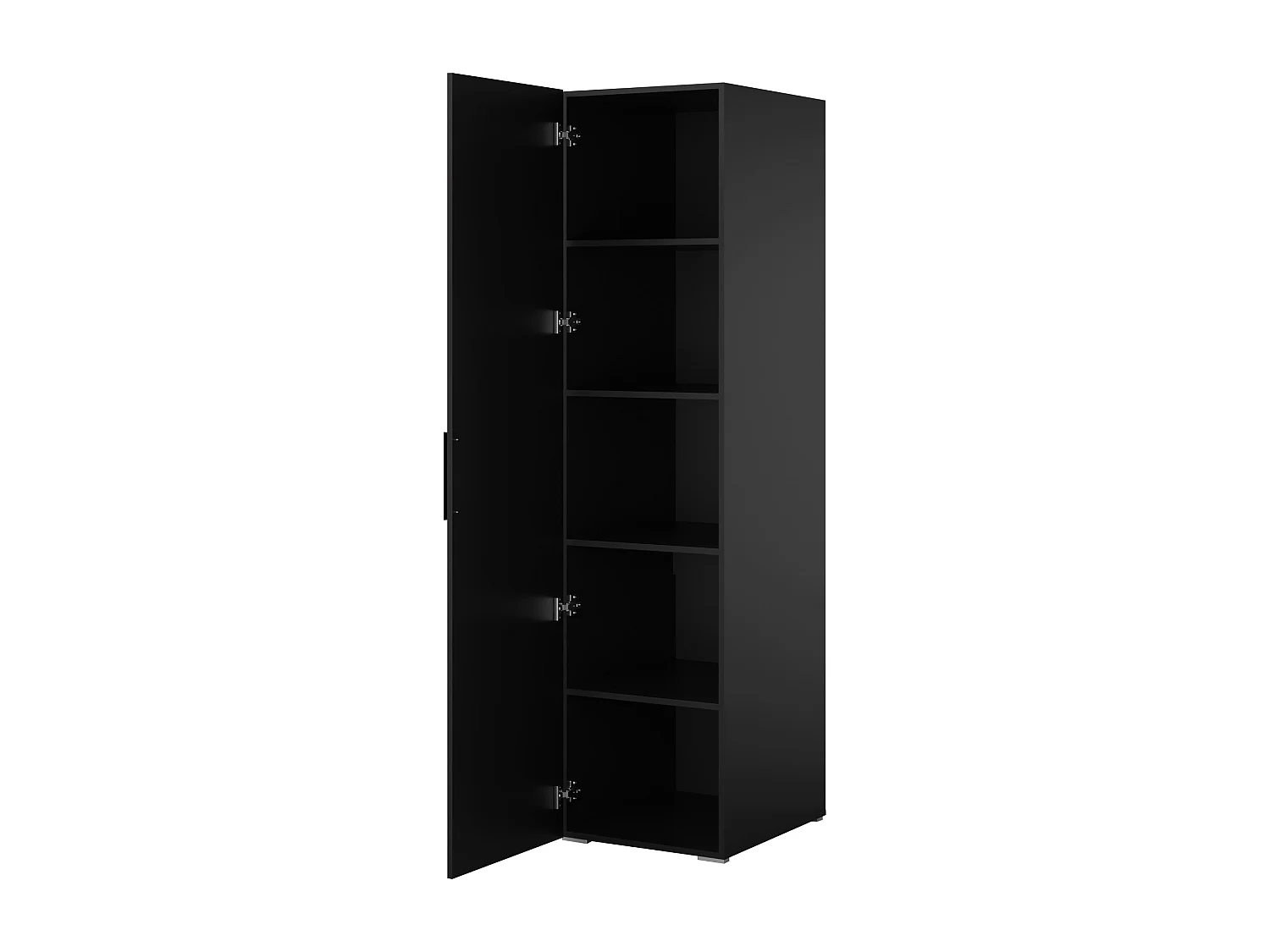 Drehtürenschrank mit Einlegeböden Napoli 1D 50 Schwarz (schwarzer oder goldener Griff)