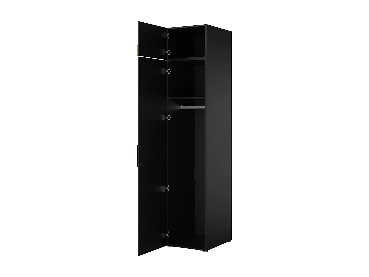 Drehtürenschrank mit Aufsatz Napoli 1D 50 Schwarz (schwarzer oder goldener Griff)