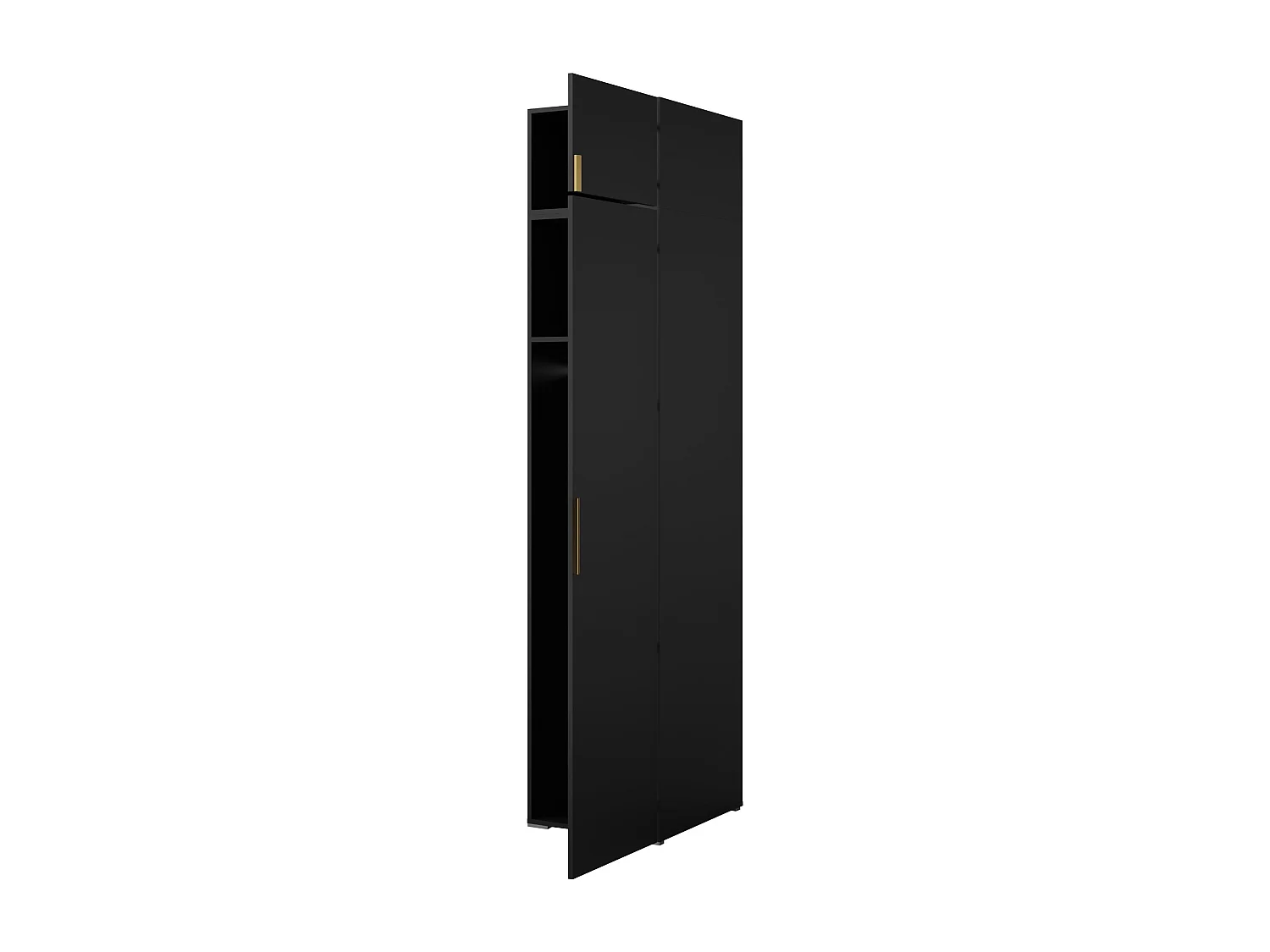 Drehtürenschrank mit Aufsatz Napoli 1D 50 Schwarz (schwarzer oder goldener Griff)