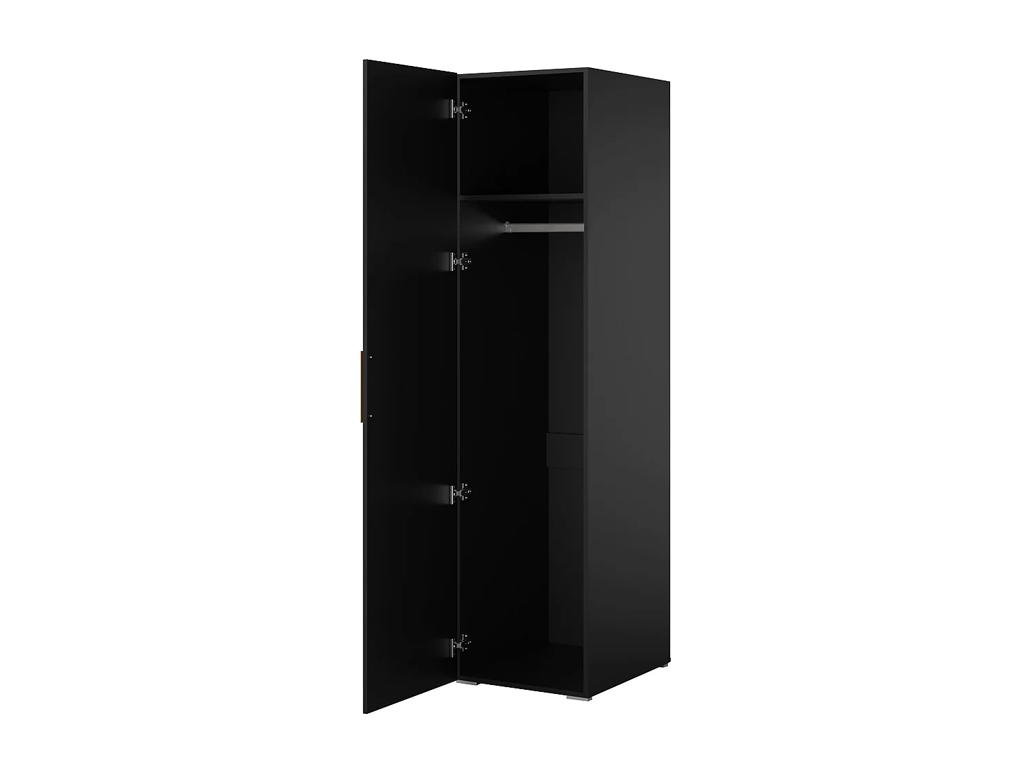 Drehtürenschrank Napoli 1D 50 Schwarz (schwarzer oder goldener Griff)