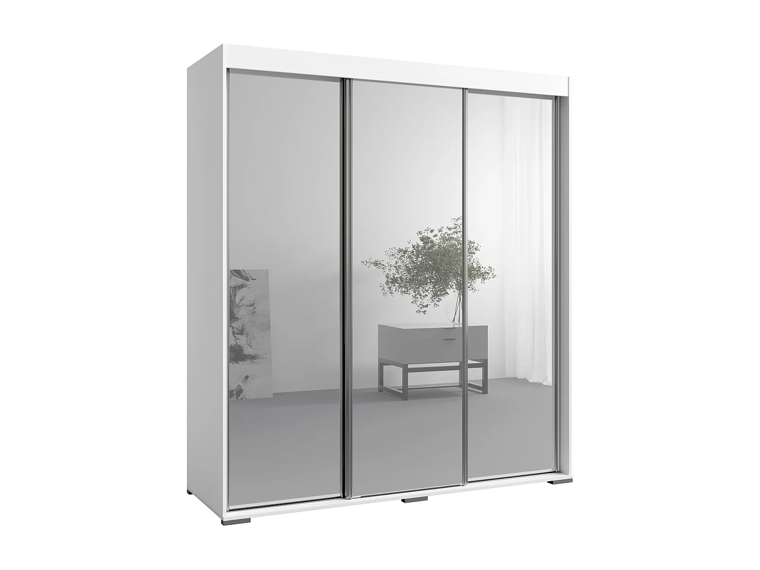 Schiebetürenchrank mit Schubladen und Spiegel Como 3D3L 180 Weiß
