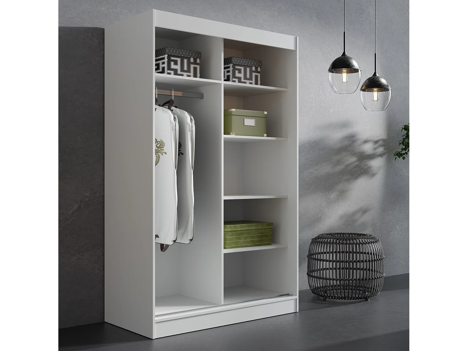 Schuifdeurkat Como 2D 120 Wit (lacobel)