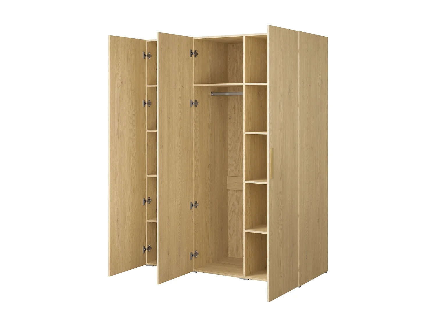 Drehtürenschrank Napoli 3D 150 Eiche Cremona (schwarzer oder goldener Griff)