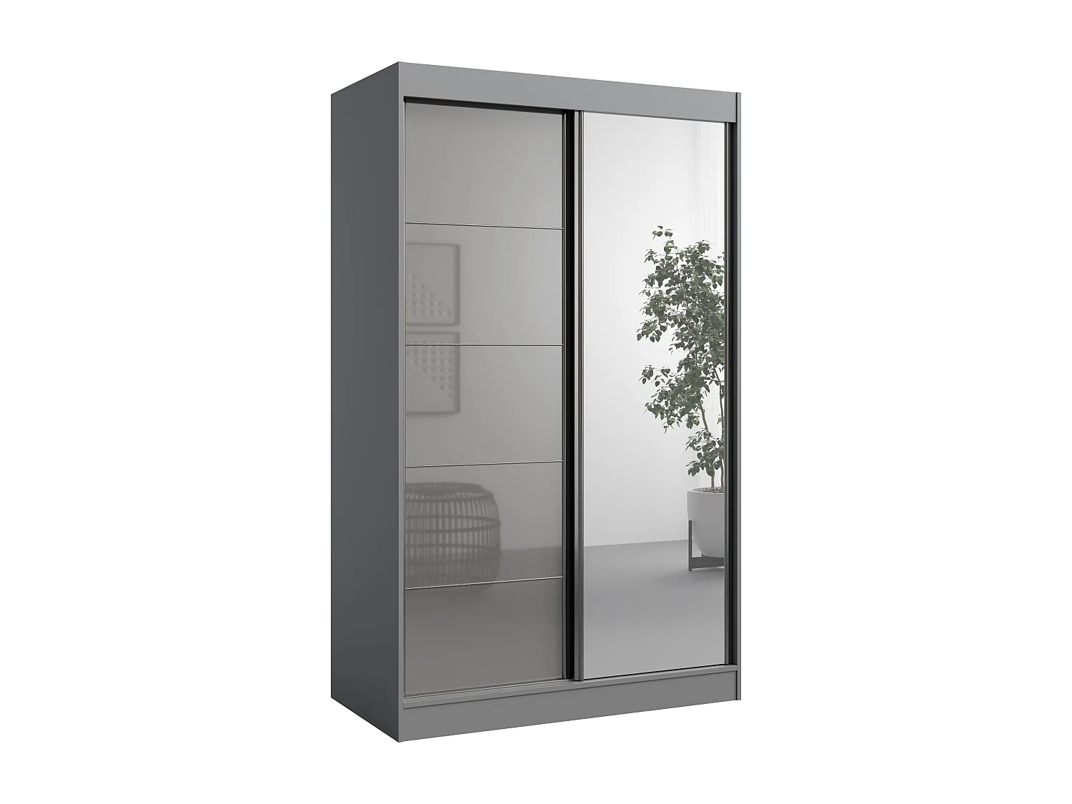 Schiebetürenchrank mit Spiegel Como 2D1L 120 Grau (lacobel)