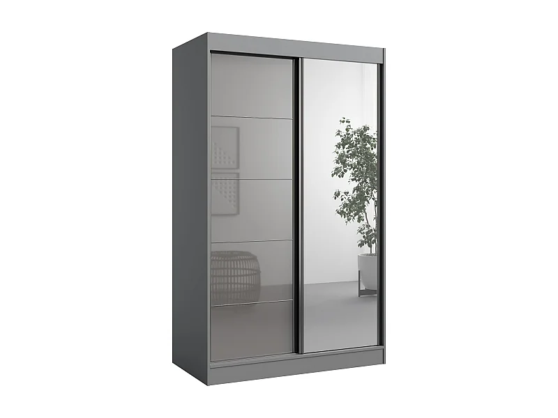 Schuifdeurkat met piegel Como 2D1L 120 Grij (lacobel)