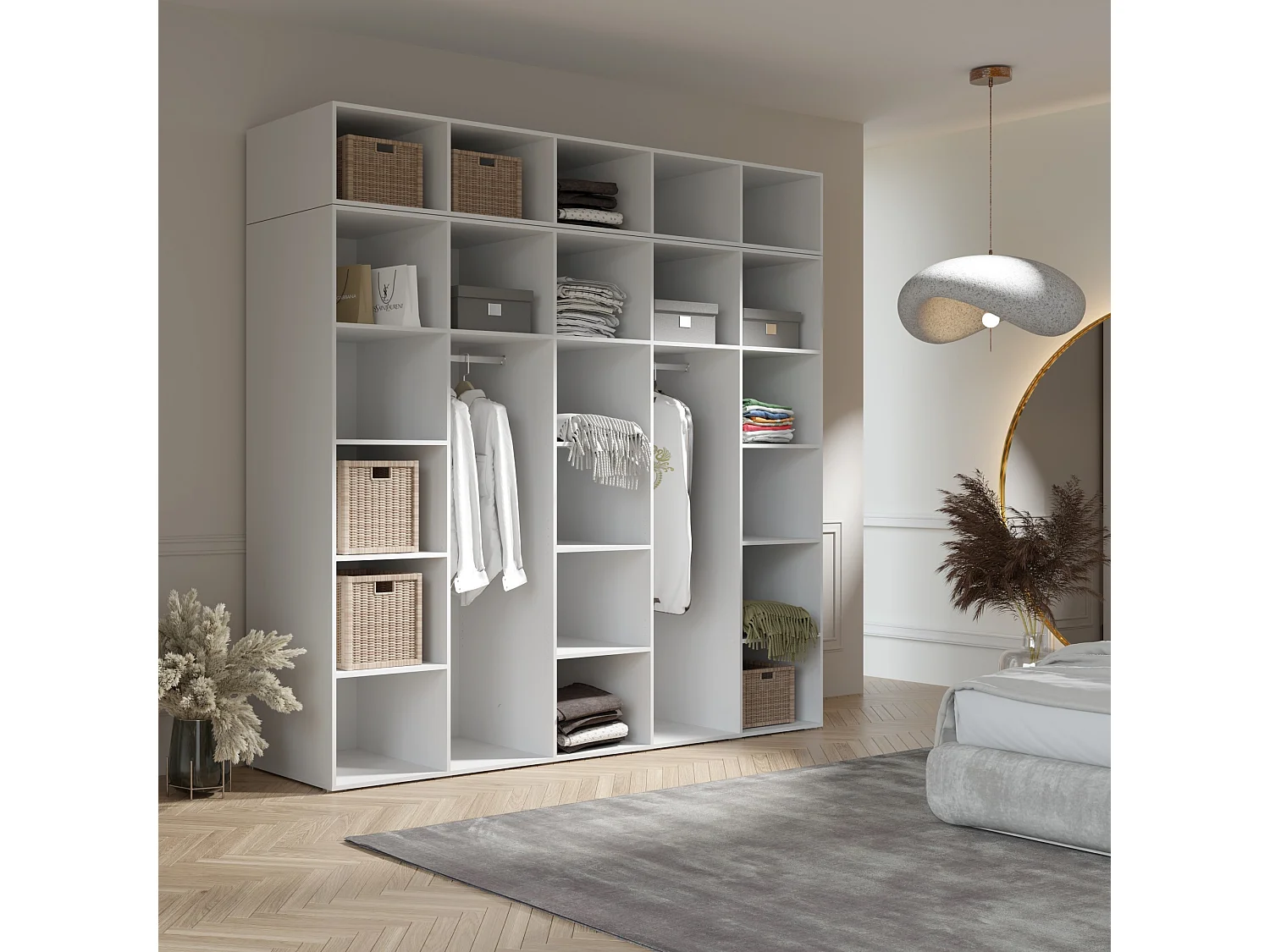 Aufsatz für Schrank Napoli 5D 250 Weiß (schwarzer oder goldener Griff)