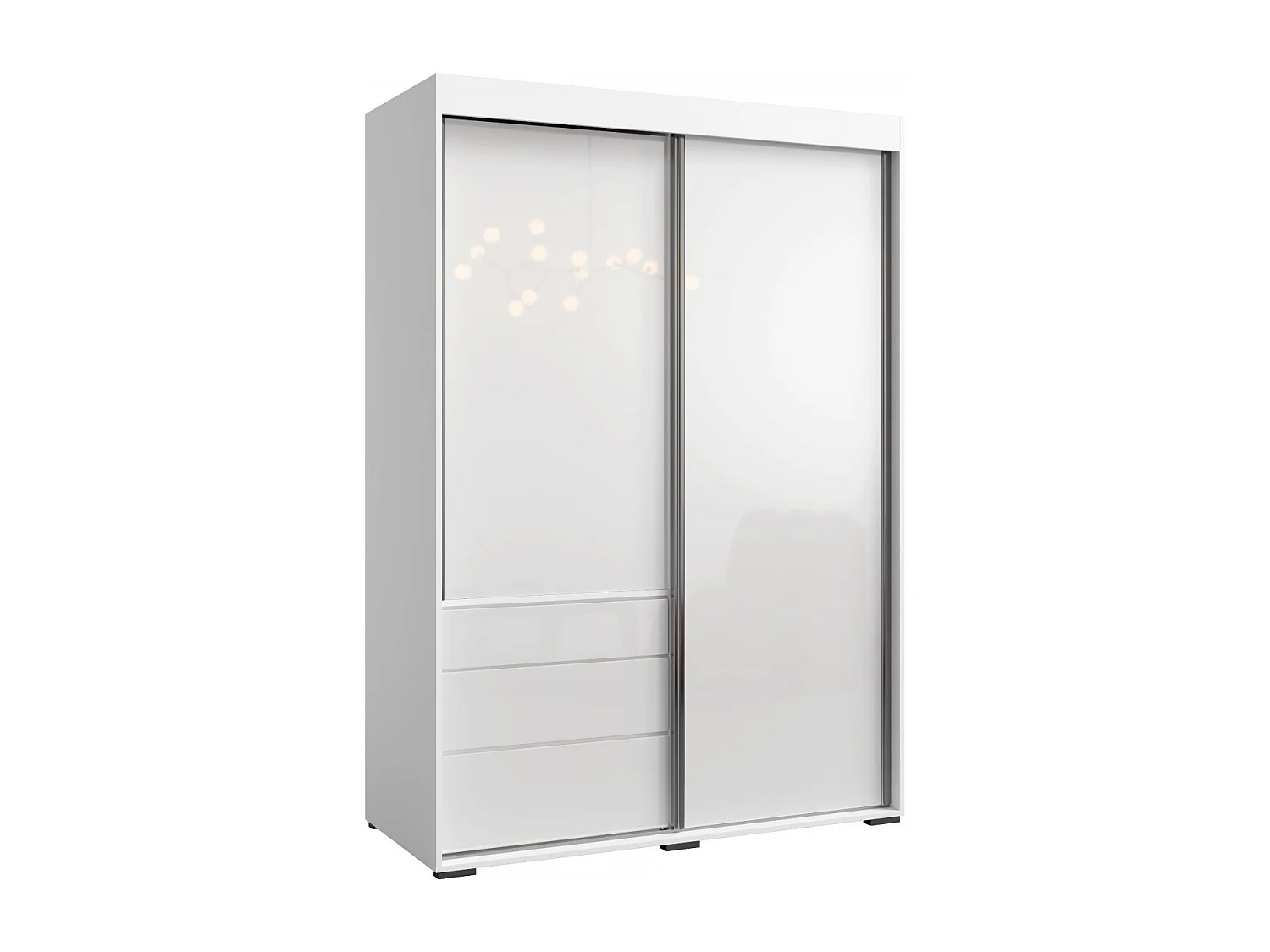 Schiebetürenschrank mit Schubladen Torino 2D 140 Weiß (Lacobel)