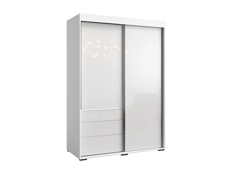 Szafa przesuwna z szufladami Torino 2D 140 Biała (lacobel)