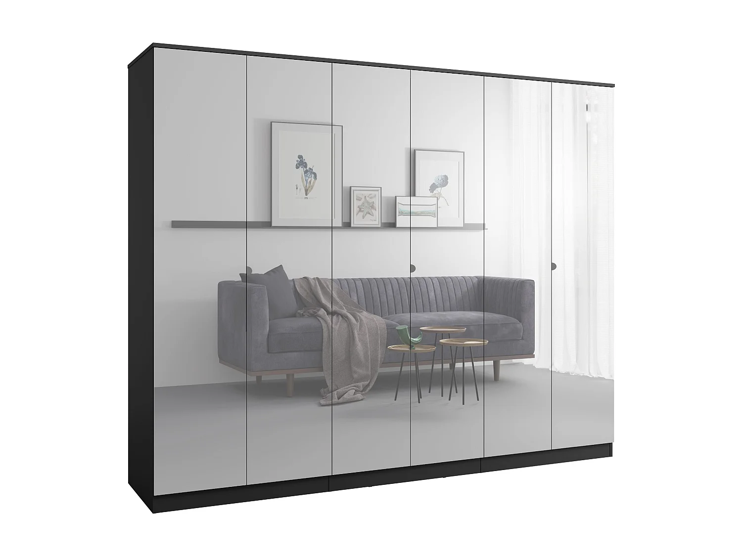 Szafa uchylna z lustrem Monza 6D 240 Czarna