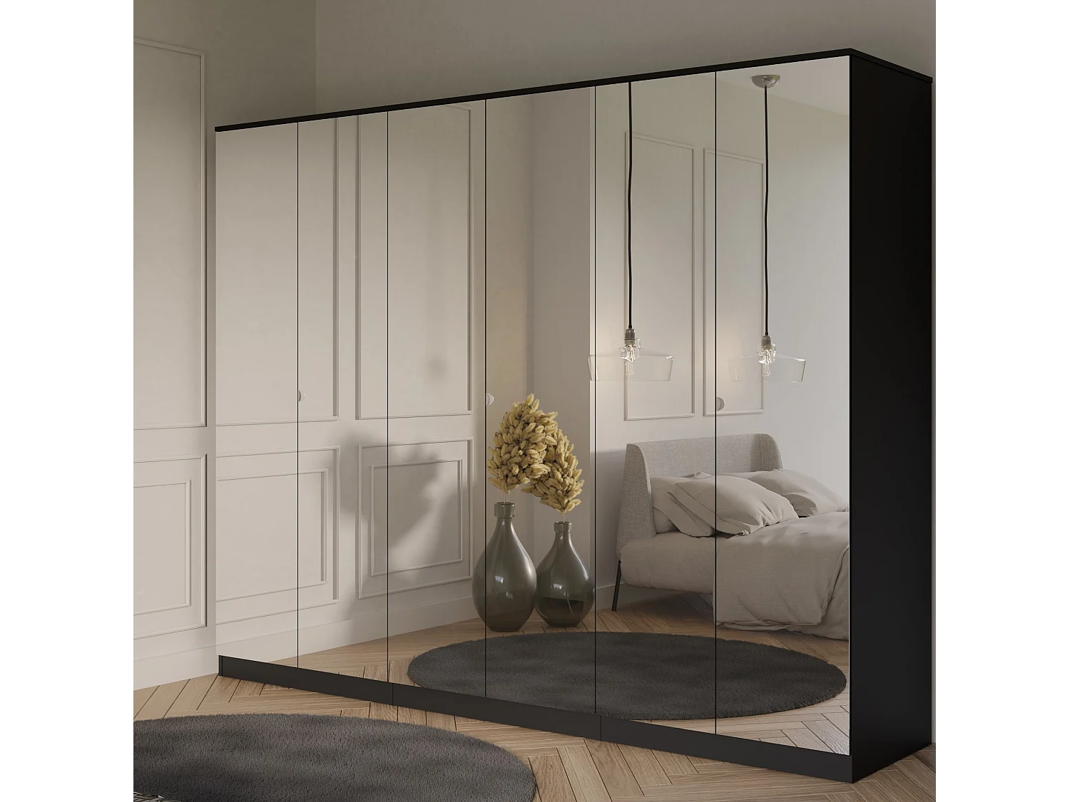 Szafa uchylna z lustrem Monza 6D 240 Czarna