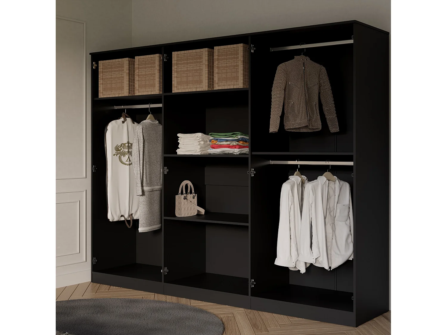 Szafa uchylna z lustrem Monza 6D 240 Czarna