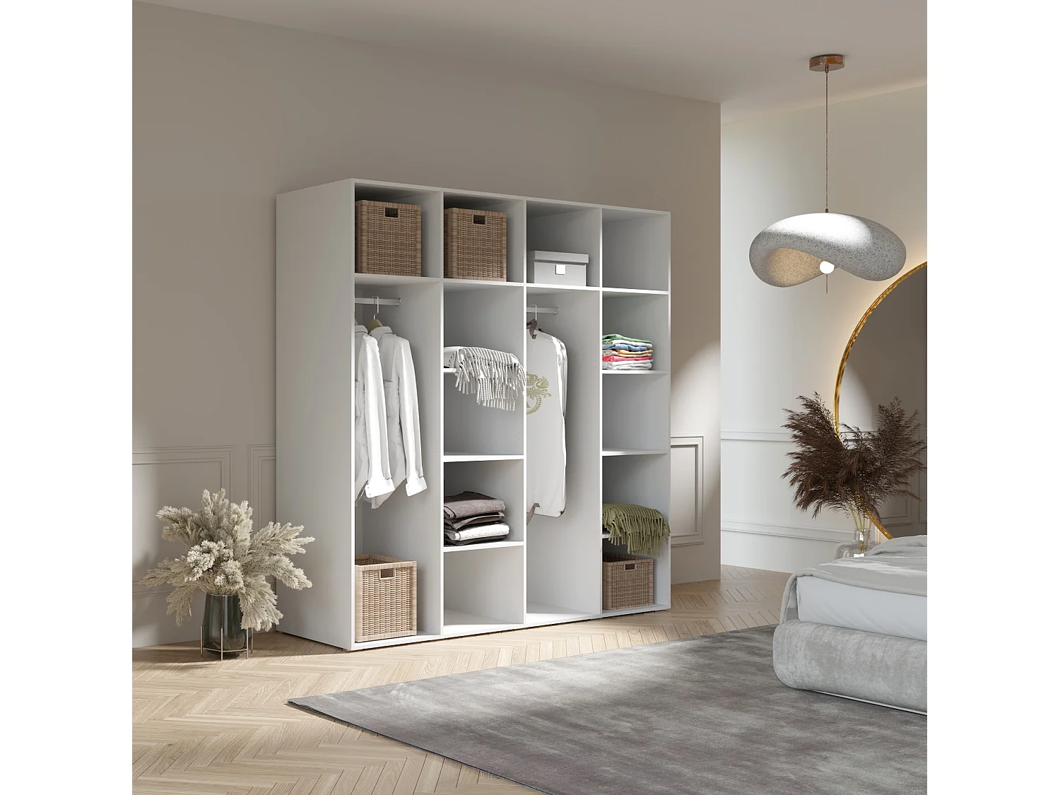 Drehtürenschrank Napoli 4D 200 Schwarz (schwarzer oder goldener Griff)