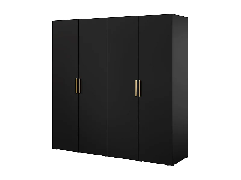 Drehtürenschrank Napoli 4D 200 Schwarz (schwarzer oder goldener Griff)
