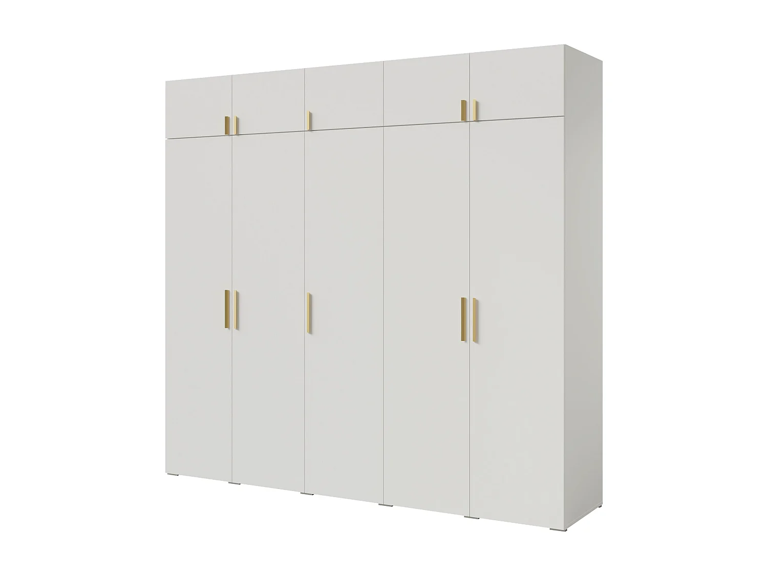 Drehtürenschrank mit Aufsatz Napoli 5D 250 Weiß (schwarzer oder goldener Griff)