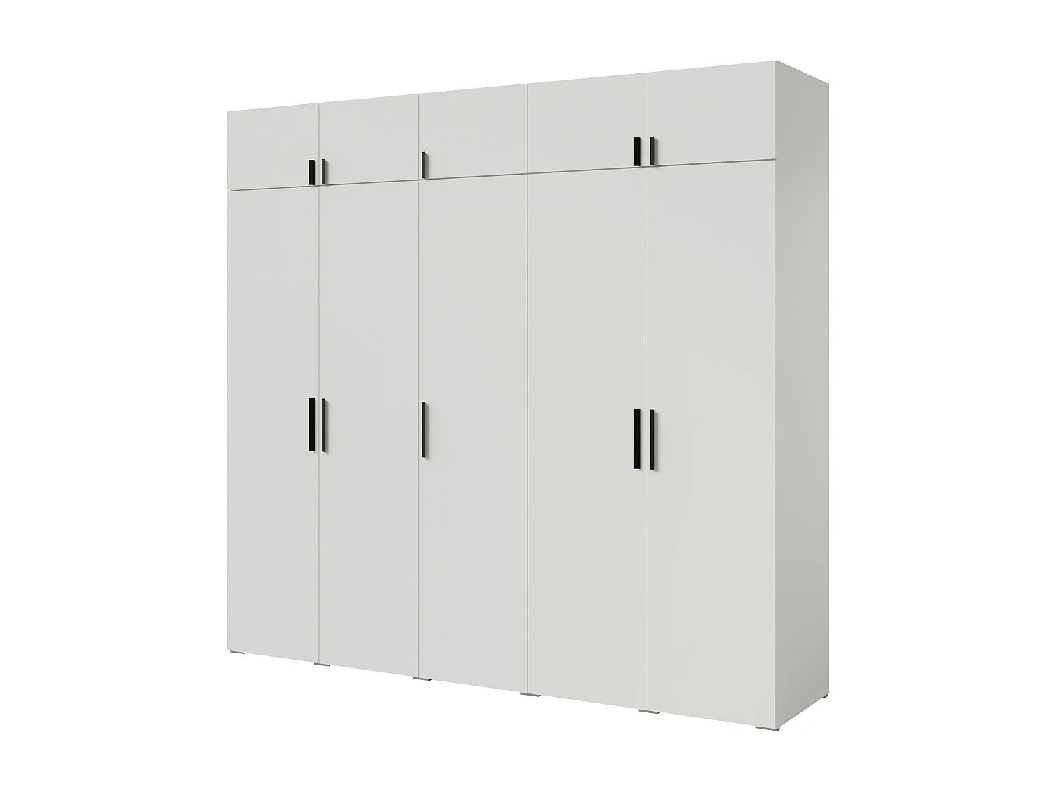 Drehtürenschrank mit Aufsatz Napoli 5D 250 Weiß (schwarzer oder goldener Griff)