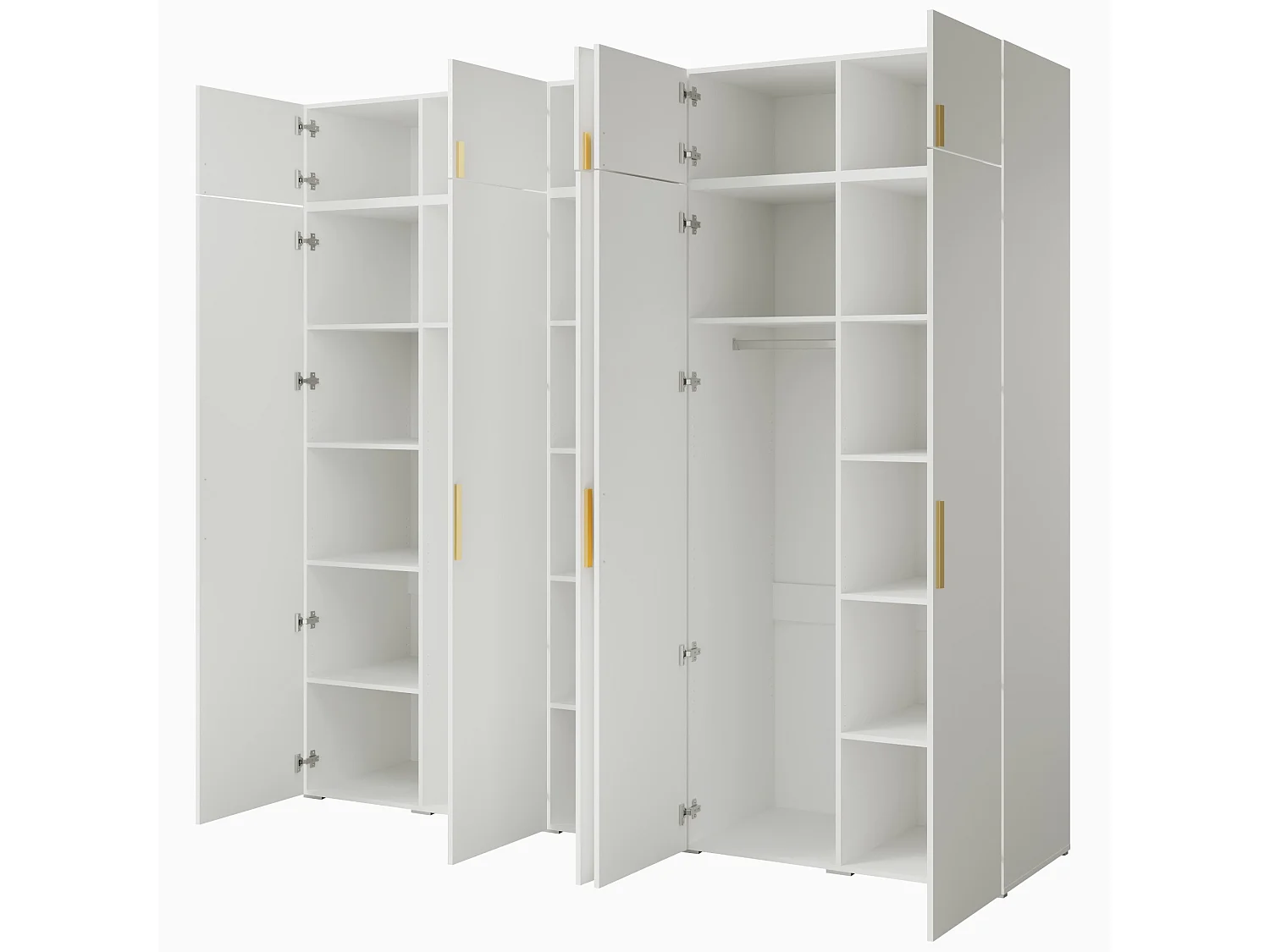 Drehtürenschrank mit Aufsatz Napoli 5D 250 Weiß (schwarzer oder goldener Griff)