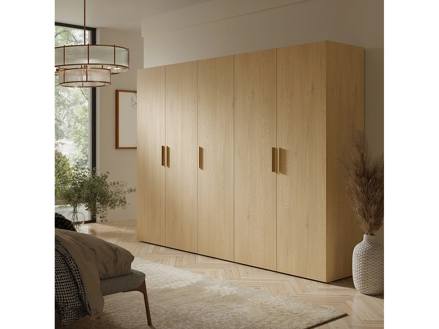 Szafa uchylna Napoli 5D 250 Dąb Cremona (czarny lub złoty uchwyt)