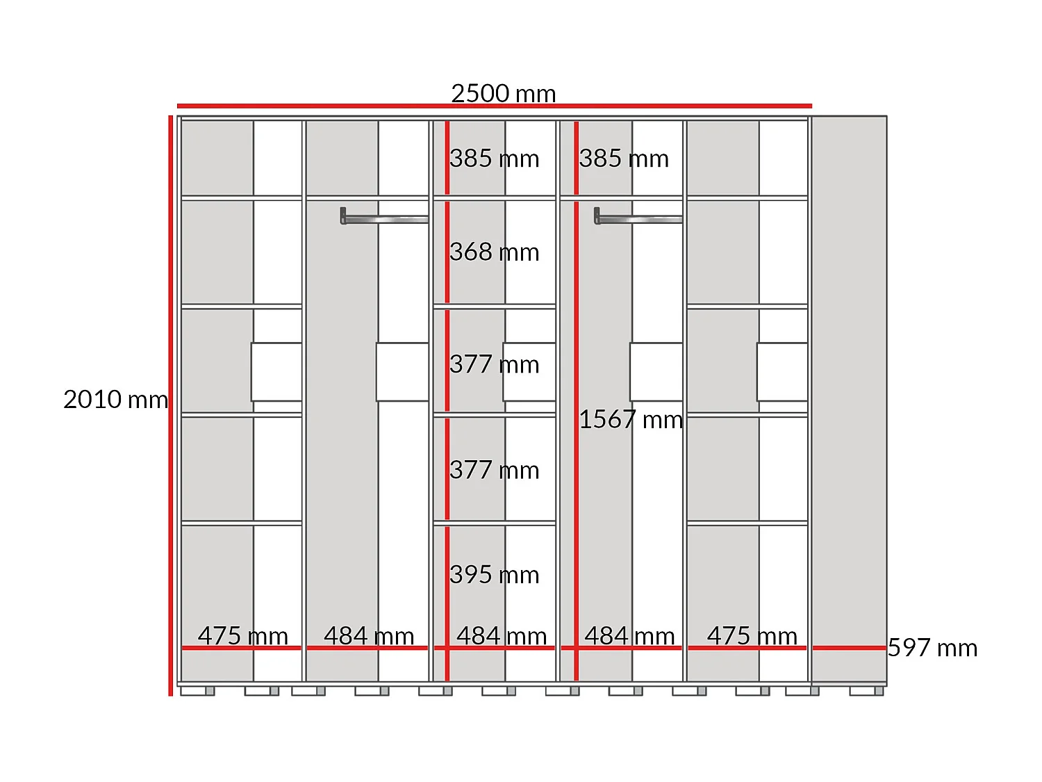 Szafa uchylna Napoli 5D 250 Dąb Cremona (czarny lub złoty uchwyt)