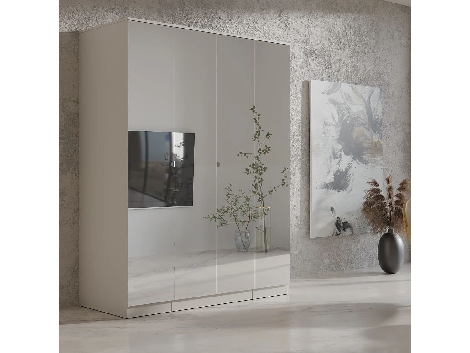 Szafa uchylna z lustrem Monza 4D 160 Kaszmir