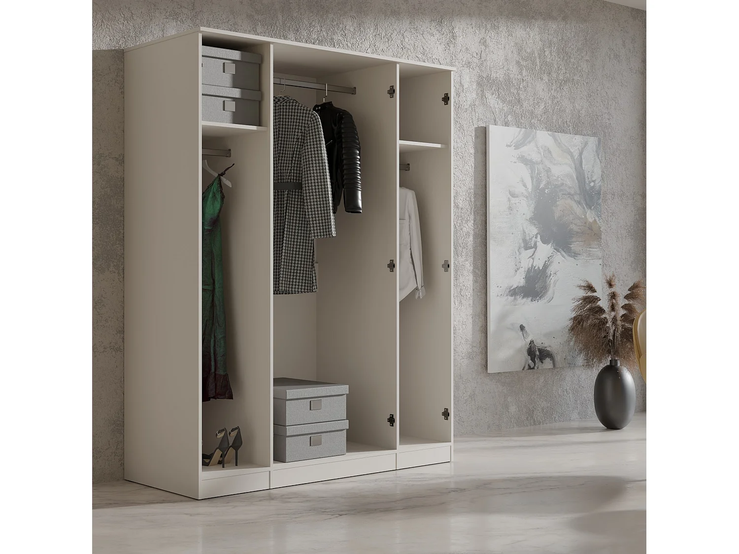 Szafa uchylna z lustrem Monza 4D 160 Kaszmir