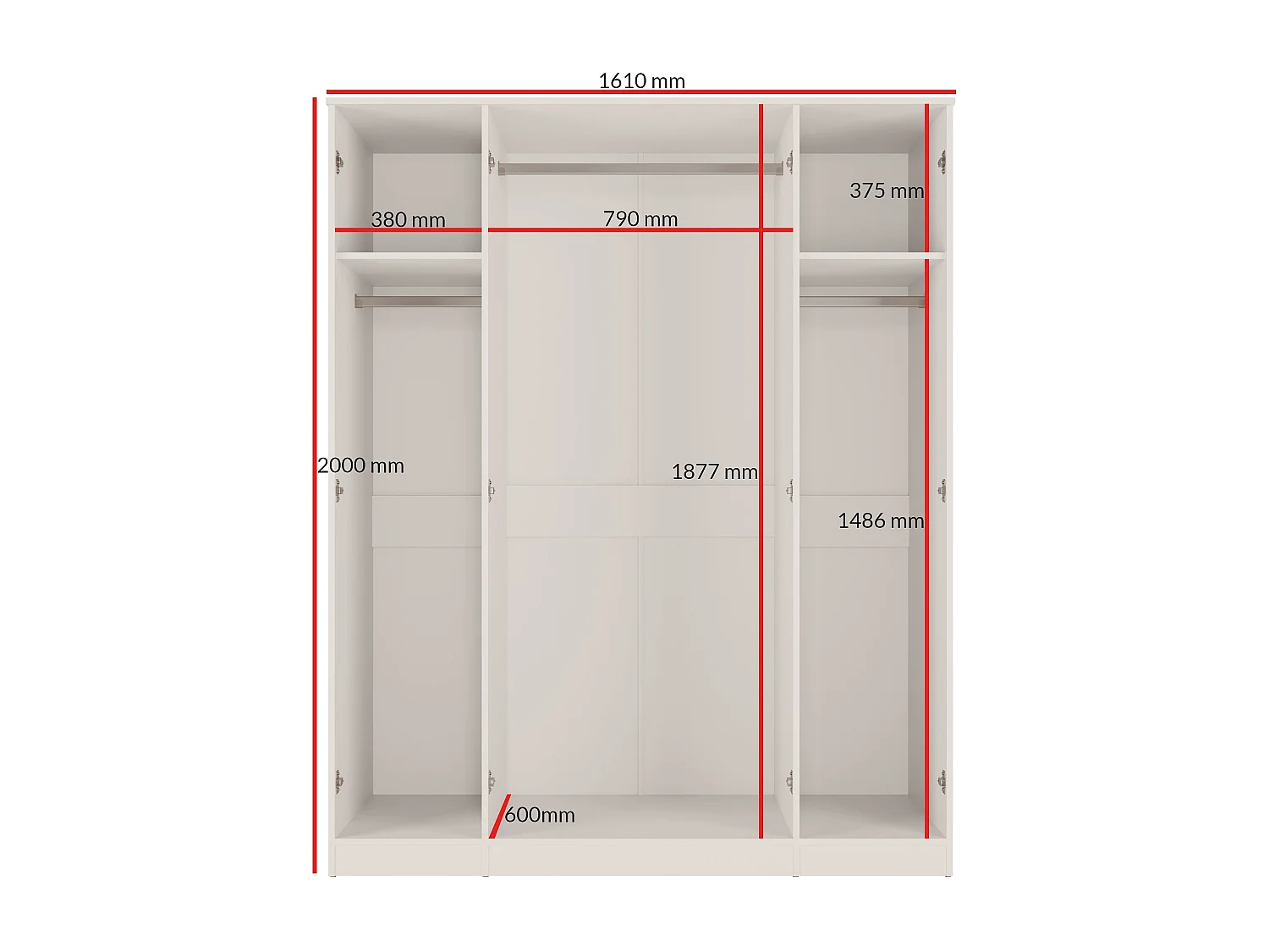 Szafa uchylna z lustrem Monza 4D 160 Kaszmir