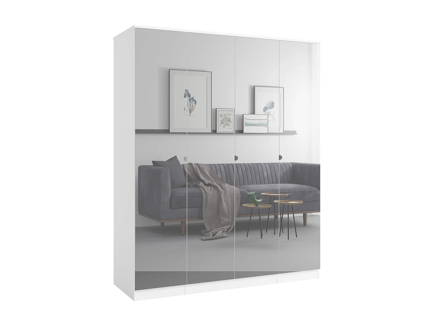 Szafa uchylna z lustrem Monza 4D 160 Biała