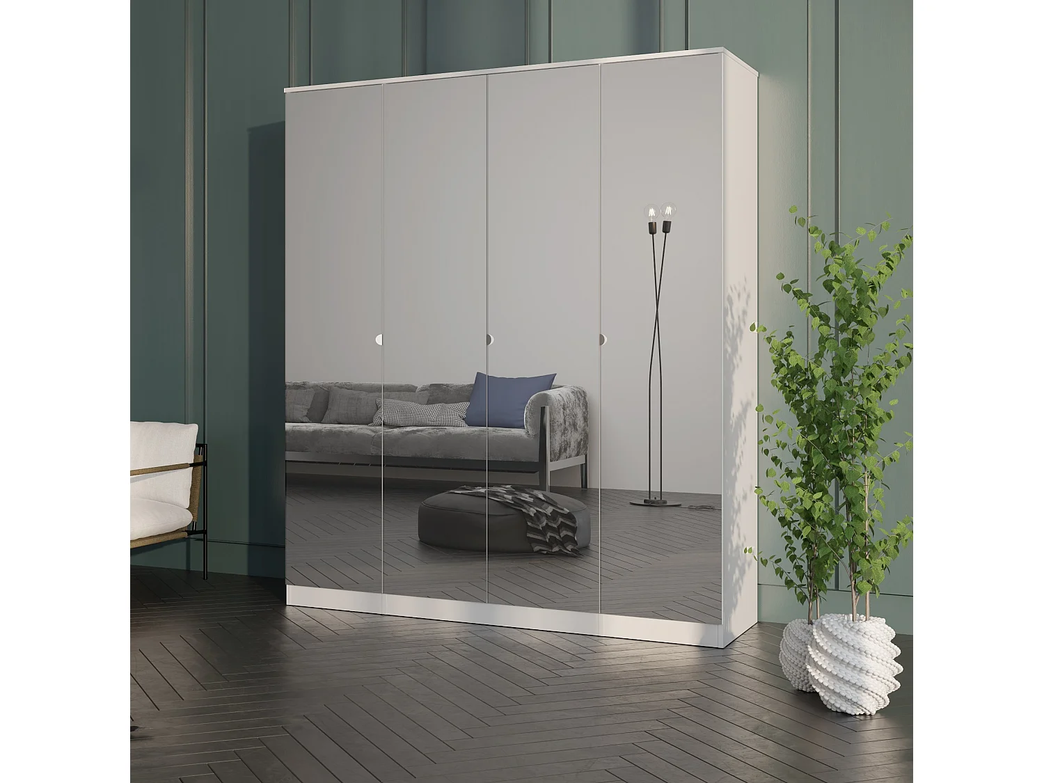 Szafa uchylna z lustrem Monza 4D 160 Biała