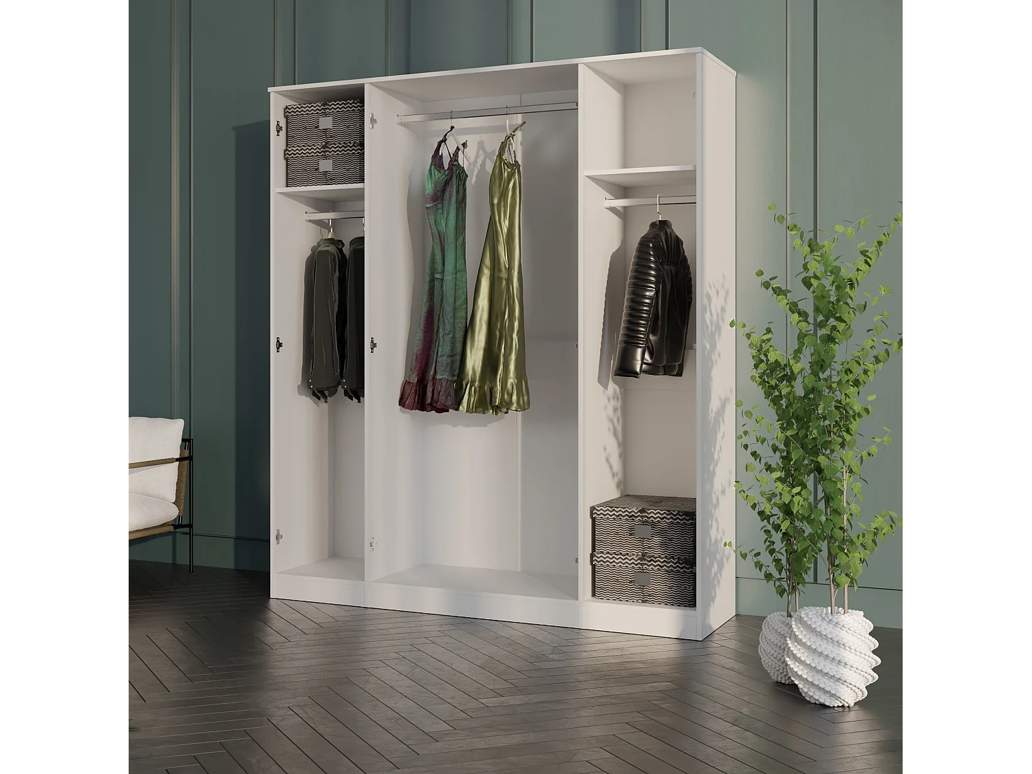 Szafa uchylna z lustrem Monza 4D 160 Biała