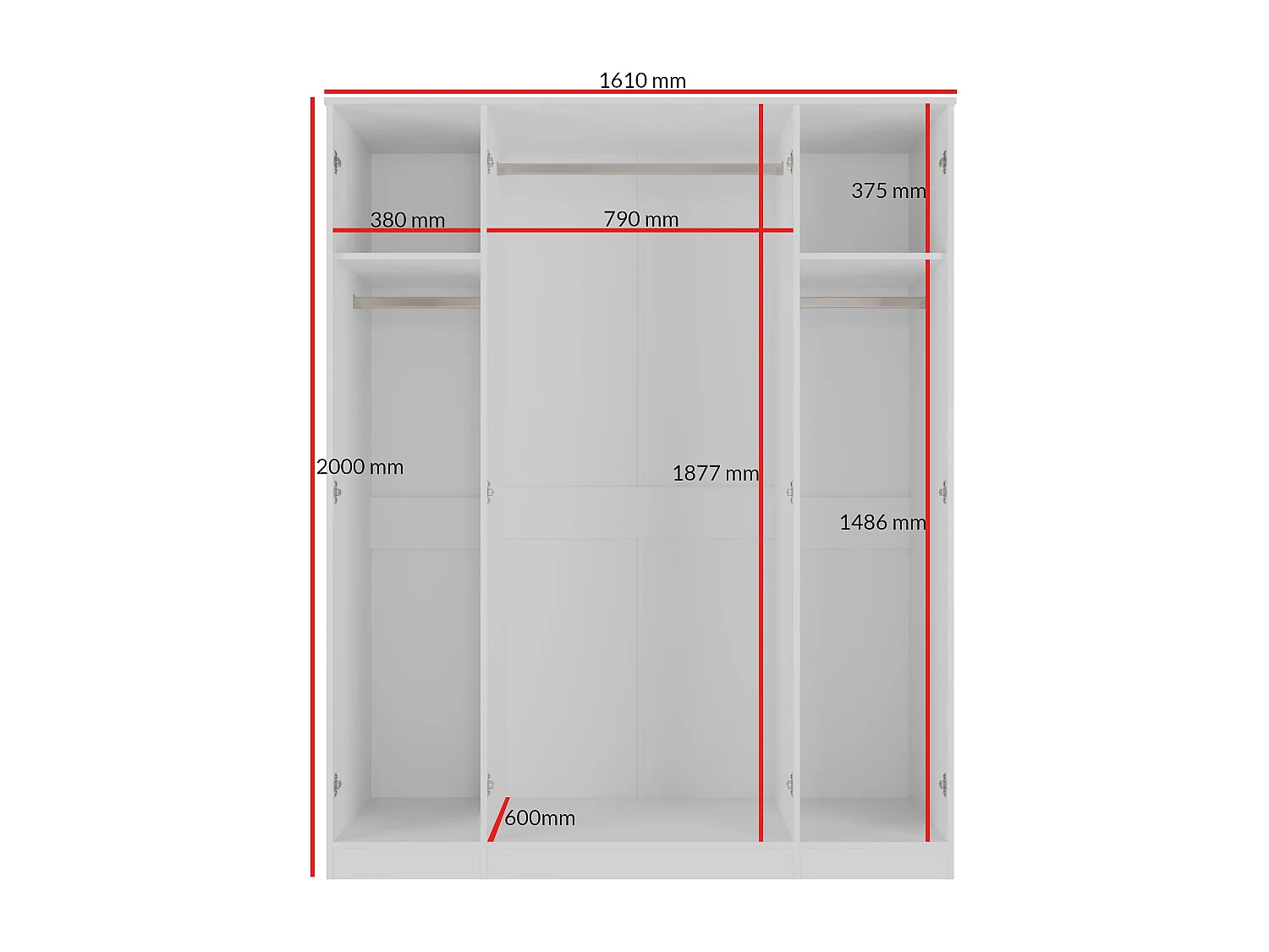 Szafa uchylna z lustrem Monza 4D 160 Biała