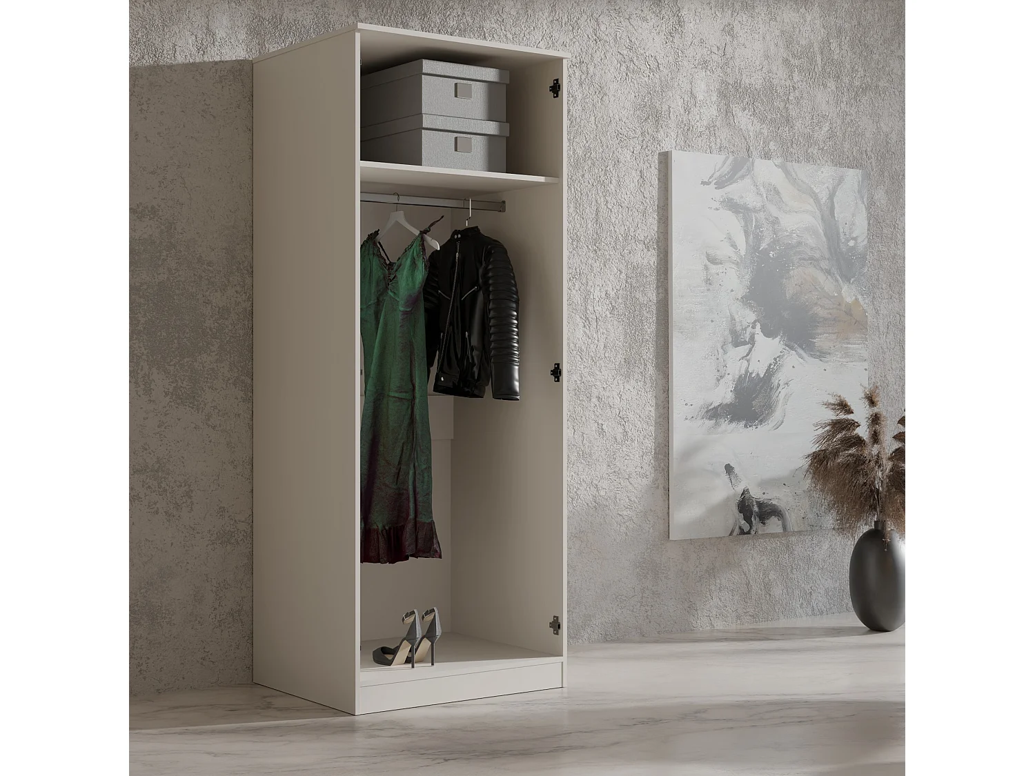 Drehtürenschrank mit Spiegel Monza 2D 80 Kaschmir