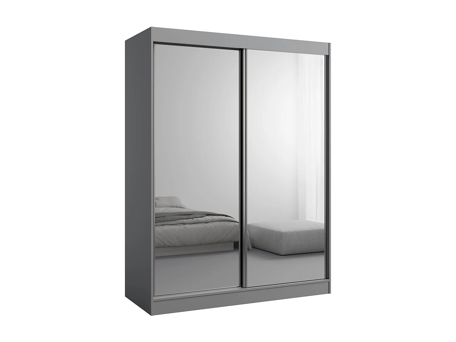 Schiebetürenchrank mit Spiegel Como 2D2L 150 Grau
