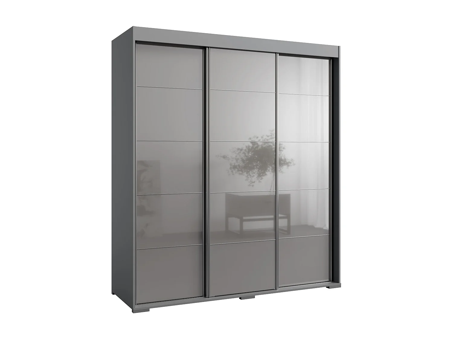 Szafa przeuwna Como 3D 180 Szara (lacobel)