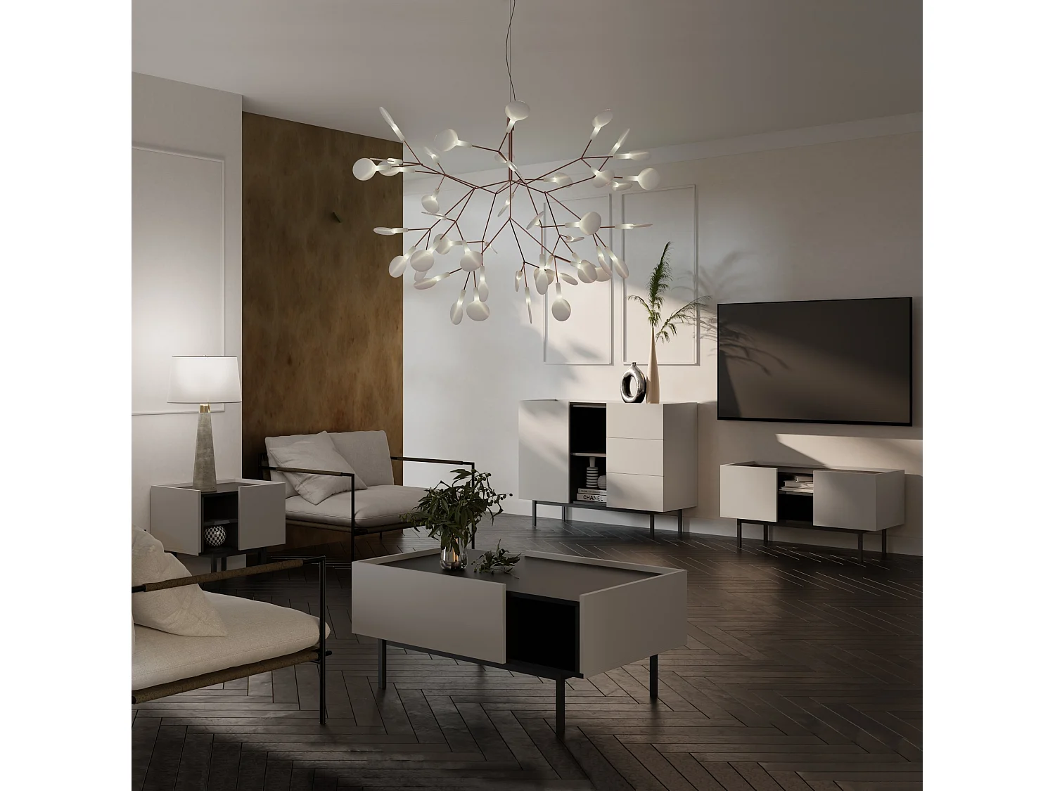 Rechteckiger Couchtisch Noel 100 x 60 Kaschmir/Schwarz