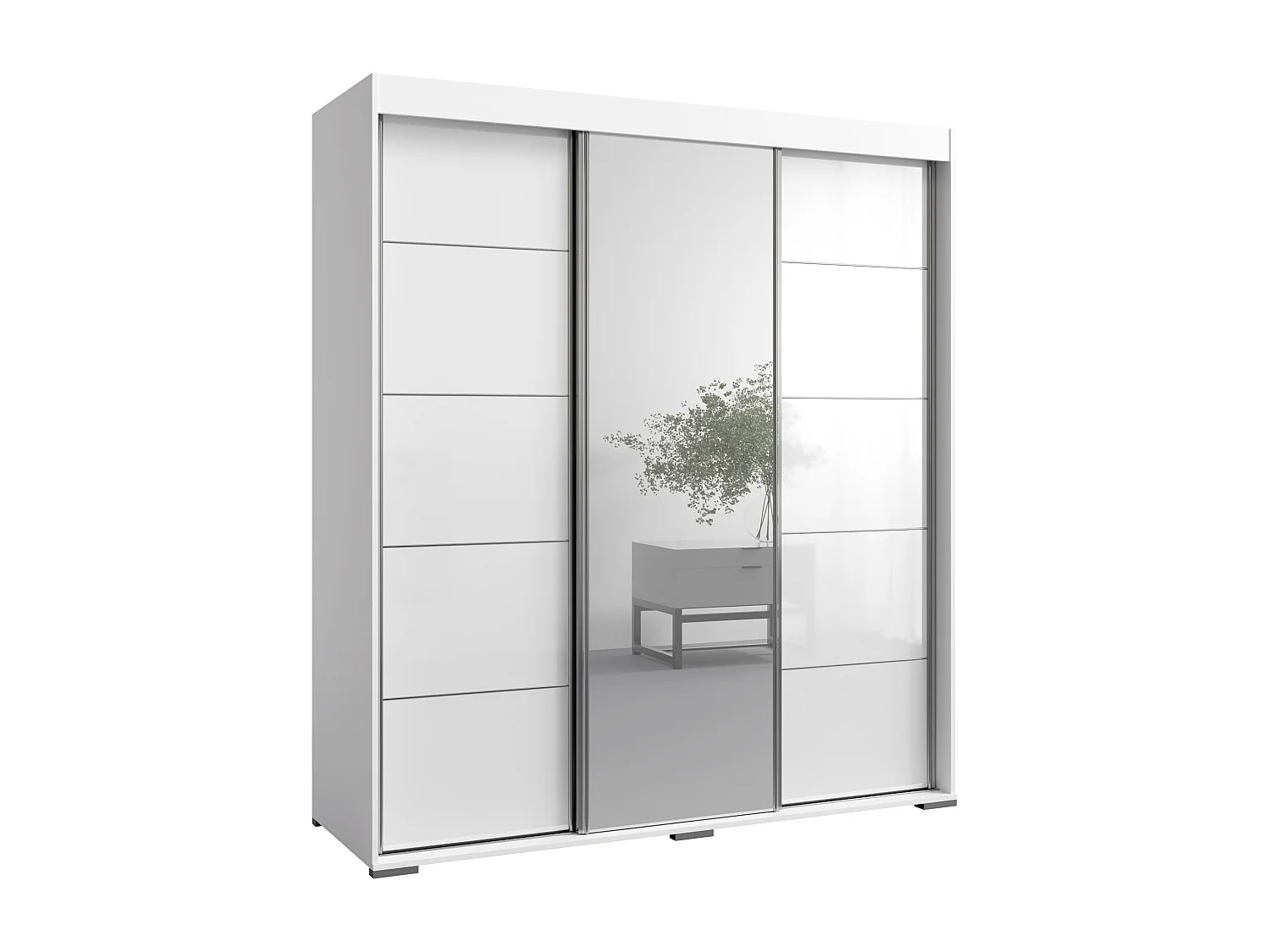 Szafa przeuwna z lutrem Como 3D1L 180 Biała (lacobel)