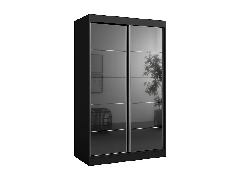 Schiebetürenchrank Como 2D 120 Schwarz (lacobel)