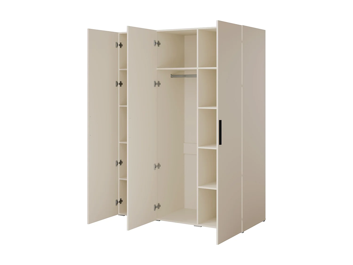 Drehtürenschrank Napoli 3D 150 Kaschmir (schwarzer oder goldener Griff)