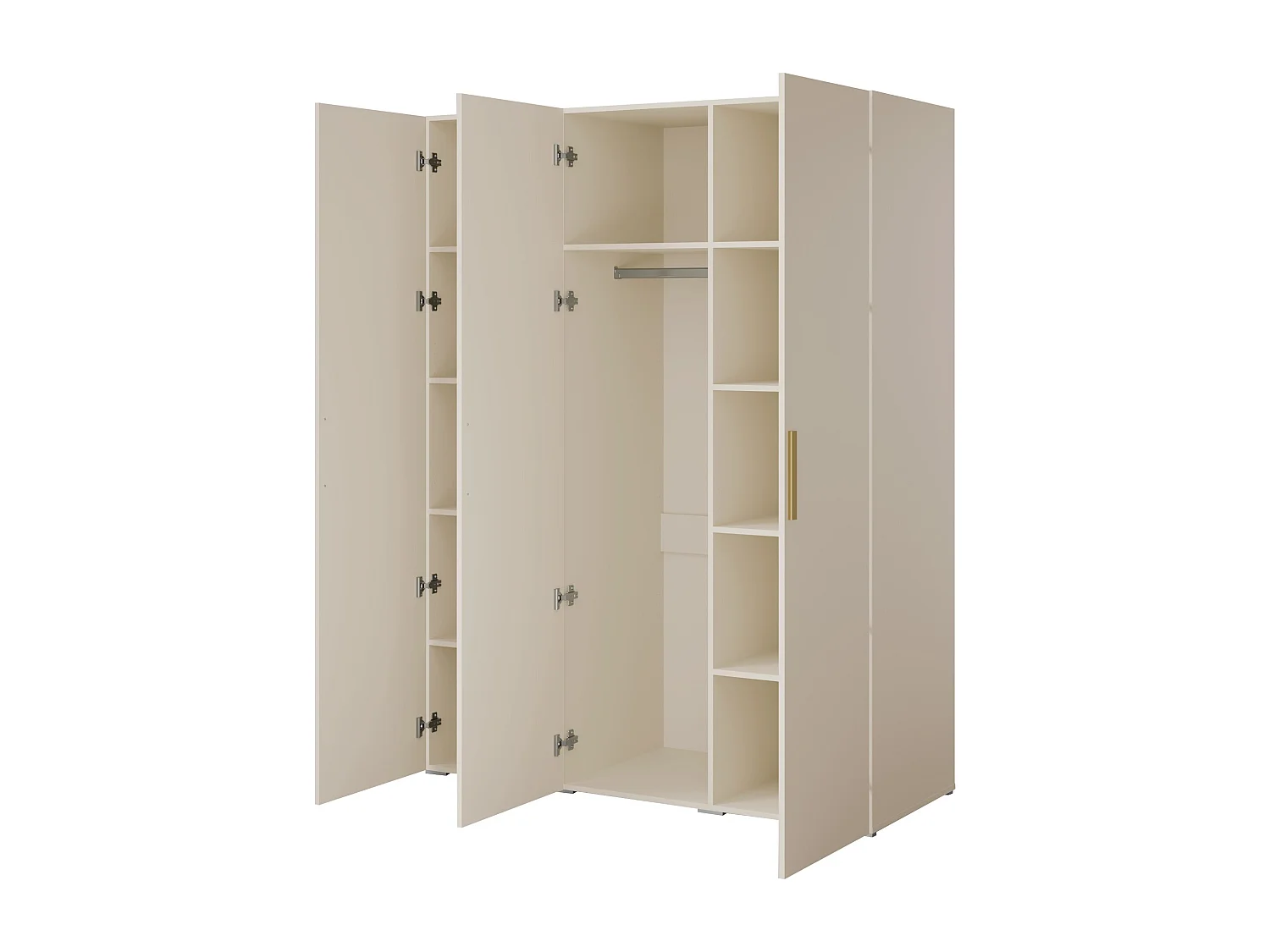 Drehtürenschrank Napoli 3D 150 Kaschmir (schwarzer oder goldener Griff)